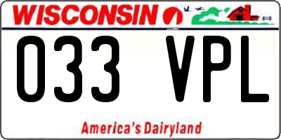 WI license plate 033VPL