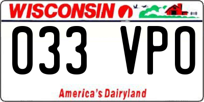 WI license plate 033VPO