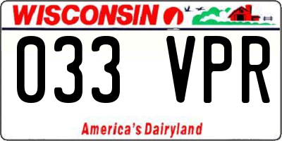 WI license plate 033VPR