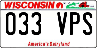 WI license plate 033VPS