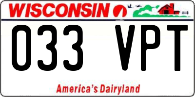 WI license plate 033VPT
