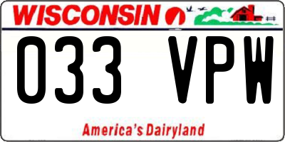 WI license plate 033VPW