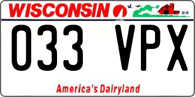 WI license plate 033VPX