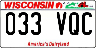 WI license plate 033VQC