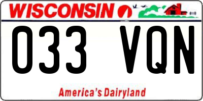 WI license plate 033VQN