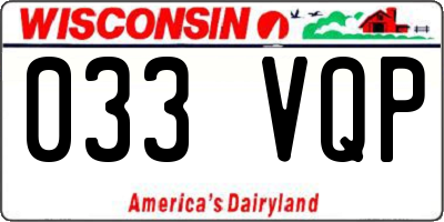 WI license plate 033VQP