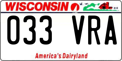 WI license plate 033VRA