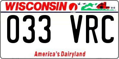 WI license plate 033VRC