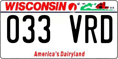 WI license plate 033VRD