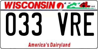 WI license plate 033VRE