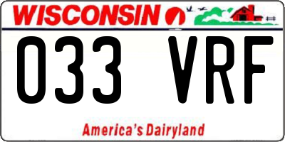 WI license plate 033VRF