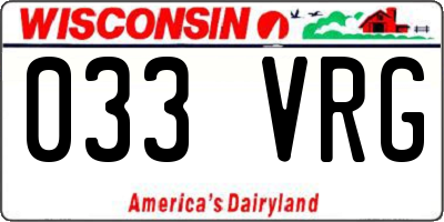 WI license plate 033VRG