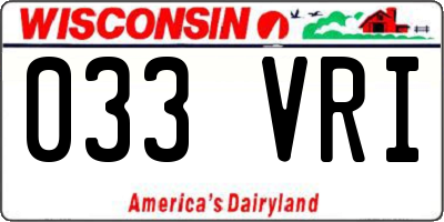 WI license plate 033VRI