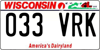 WI license plate 033VRK