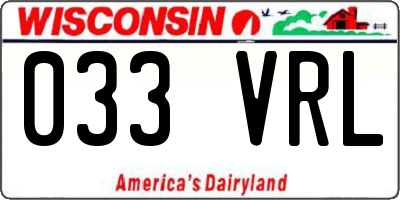 WI license plate 033VRL