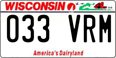 WI license plate 033VRM
