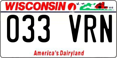 WI license plate 033VRN