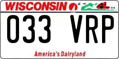 WI license plate 033VRP