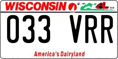 WI license plate 033VRR