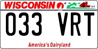 WI license plate 033VRT