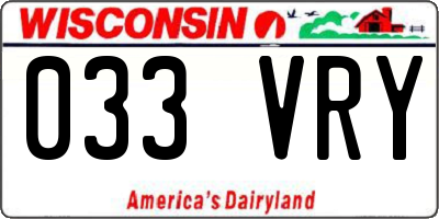 WI license plate 033VRY