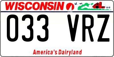 WI license plate 033VRZ