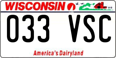 WI license plate 033VSC