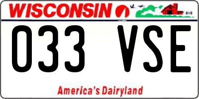 WI license plate 033VSE