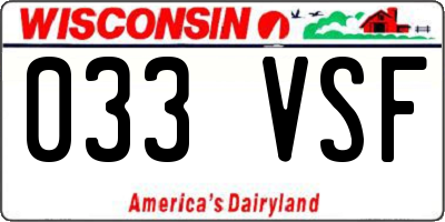 WI license plate 033VSF