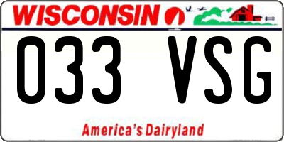 WI license plate 033VSG