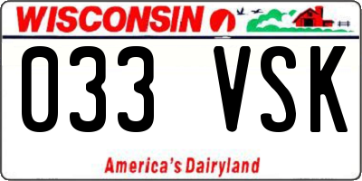 WI license plate 033VSK