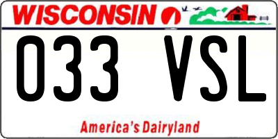 WI license plate 033VSL