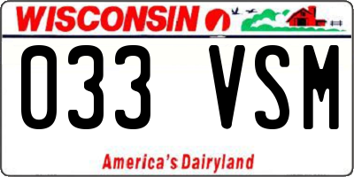 WI license plate 033VSM