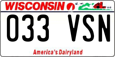 WI license plate 033VSN