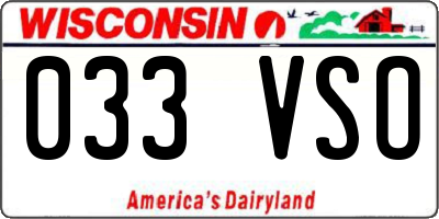 WI license plate 033VSO