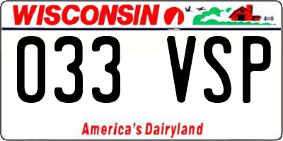 WI license plate 033VSP