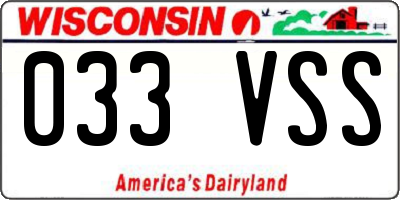 WI license plate 033VSS