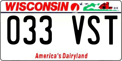 WI license plate 033VST