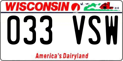WI license plate 033VSW