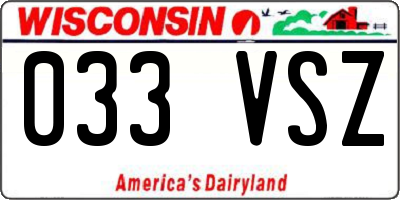 WI license plate 033VSZ