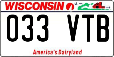 WI license plate 033VTB