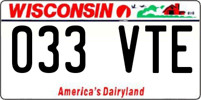 WI license plate 033VTE
