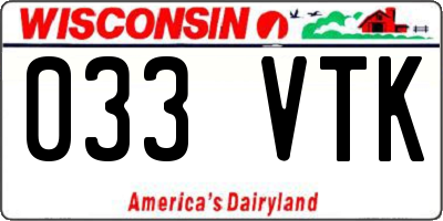 WI license plate 033VTK