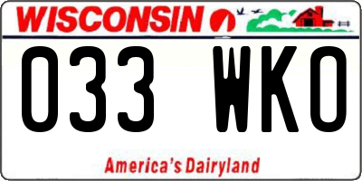 WI license plate 033WKO