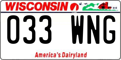 WI license plate 033WNG