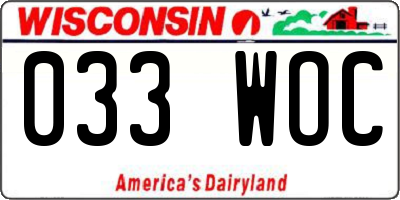 WI license plate 033WOC