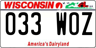 WI license plate 033WOZ