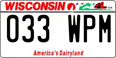 WI license plate 033WPM