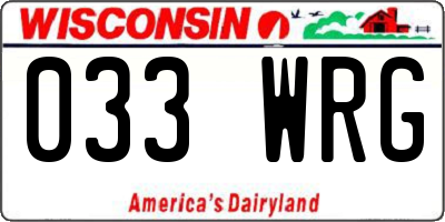 WI license plate 033WRG