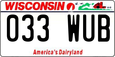 WI license plate 033WUB